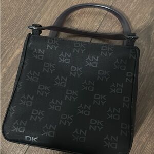 Y2K Vintage DKNY Monogram Mini Black Tote comes with a side chain